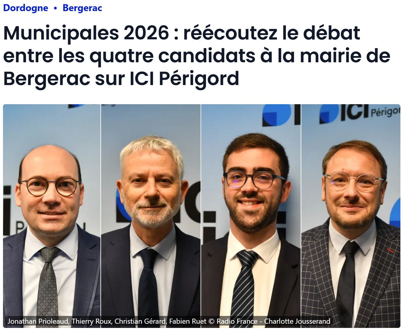 Thierry Roux a débattu avec les 3 autres candidats sur ICI Périgord (France Bleu)