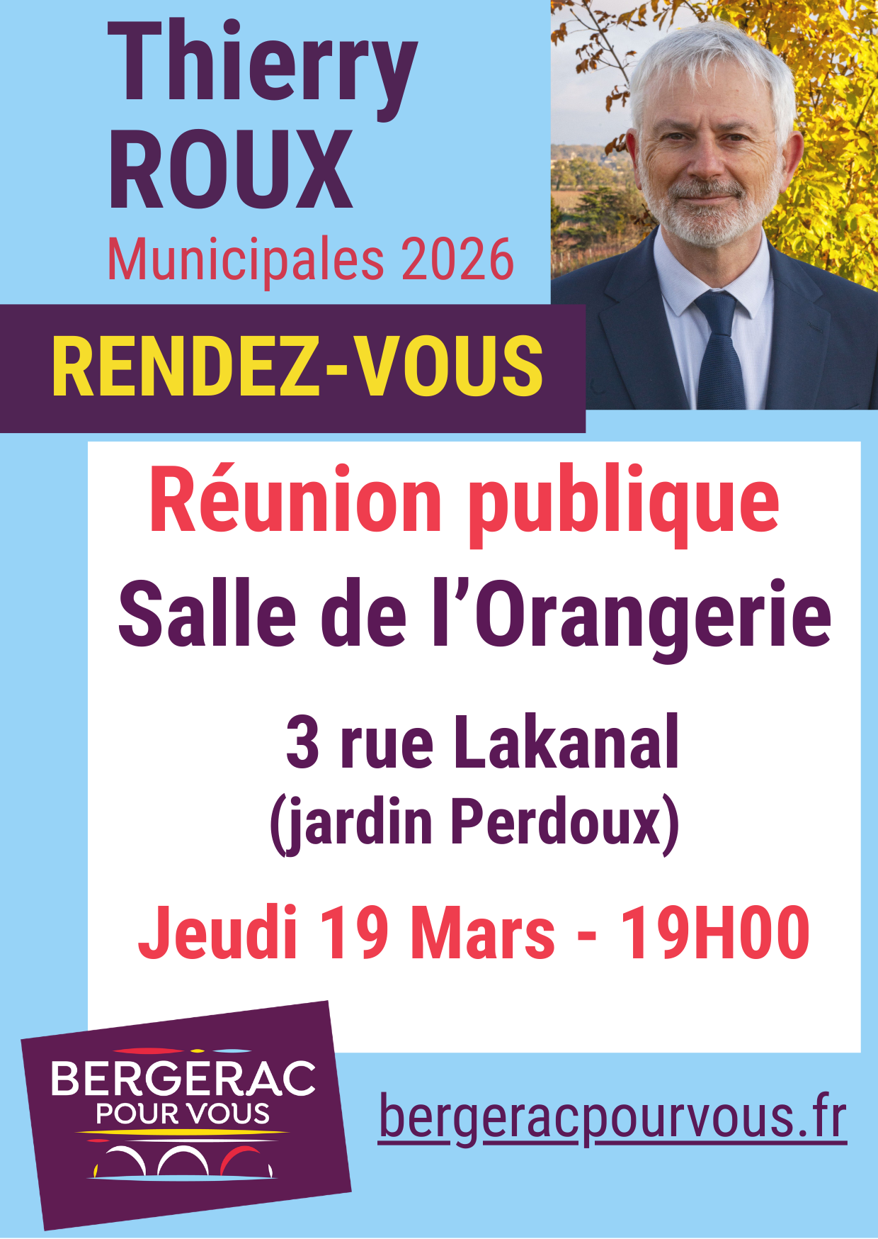 Réunion publique le 19 mars 2026 avec Thierry ROUX